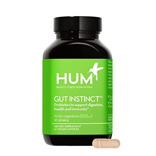 HUM Gut Instinct - Probiotics for Digestive Health & Immunity - Vegan Probiotic Lactobacillus Supplement for Bloating Relief & Overall Gut Health (30 Vegetarian Probiotic Capsules)