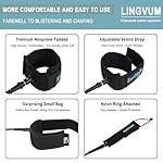 LINGVUM Premium Surfboard Leash, 6/7/8/9/10 ft, Straight Surf Board Leashes, 7mm Legrope Strap for Shortboard, Longboard - Image 2