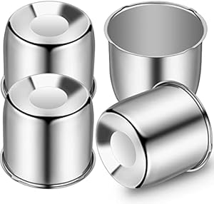 Tallew 4 Pcs Push Through Wheel Center Caps 4.25 Inch Stainless Steel Push Through Center Caps Car Trailer Wheel Center Caps for Truck Auto Wheels and Rims, Silver