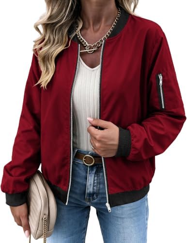 Zeagoo Women Bomber Jacket Casual Coats Spring Fall Clothes with Pockets