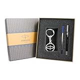 Parker Vector Standard - Bolígrafo de punta redonda con borde cromado y llavero plateado, cuerpo negro, tinta azul, punta media, juego de regalo para profesionales, ejecutivos y estudiantes