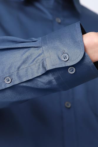 Image of Peter England Men's Slim Fit Full Sleeve Casual Shirt in Twill Weave Cotton