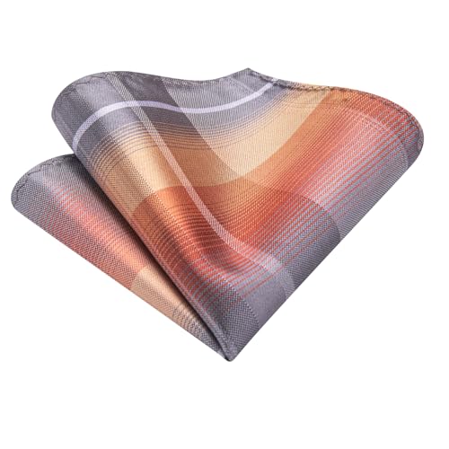Image of Hi-Tie Silk Ascot for Men Self Tie Men's Cravat and Flower Lapel Pin Handkerchief Cufflinks Set for Wedding Party