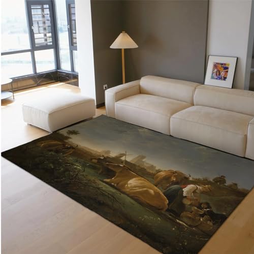Tapis à motif dort Aelbert Cuyp grand format pour décoration salon rustique - 3