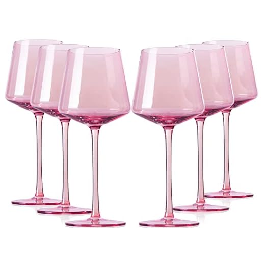 Set of 6 Pink Wine Glasses