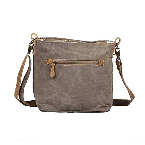 Myra Bag Washed-Out Upcycled Canvas & Cowhide Shoulder Bag S-13434
