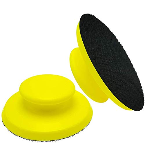 Tockrop 2 PCS 5 Inch Hook and Loop Hand Sanding Block Round Sanding Pad Hook Backing Plate for Sanders or Polishers Wood Furniture Restoration Home Arts and Crafts