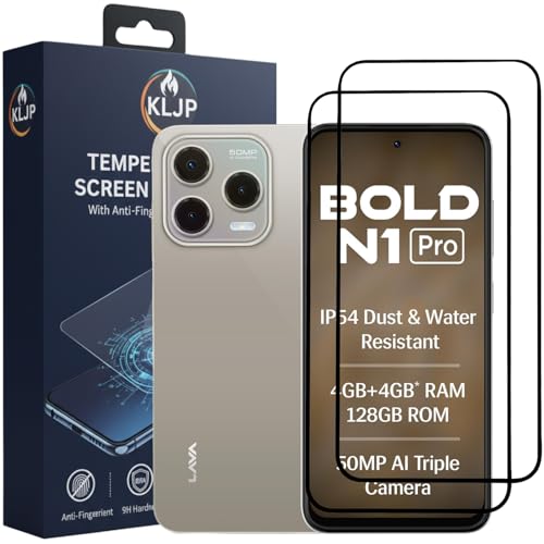 Image of Military-Grade Gorilla Tempered Glass For Lava Bold N1 Pro With Installation Kit | Edge to Edge Coverage | Black (Pack Of 2)