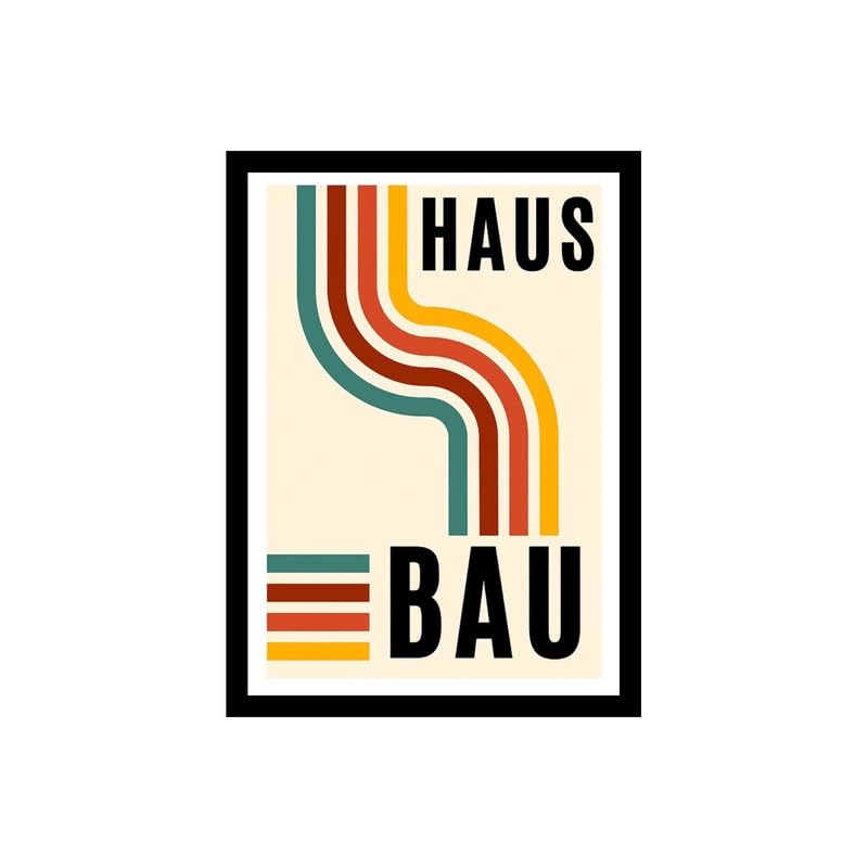 Image of BLINKART Vintage Bauhaus Retro Geometric Aesthetic Poster Gallery | Colorful Wrap Framed For Home Office Studio Living Room Modern Art Studio Decoration Abstract Shapes | (d63) | 13x10 Inch