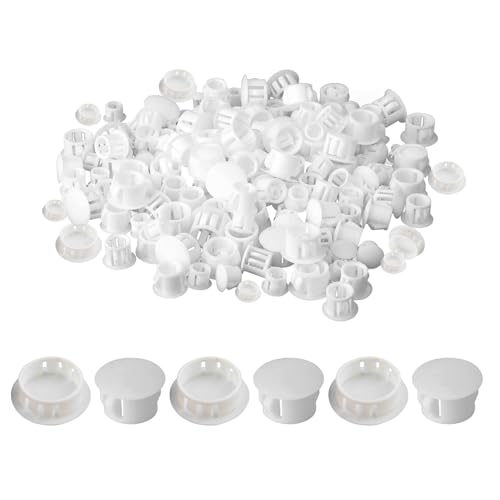 Image of 10mm Plastic Hole Plugs, 200 Pcs White Locking Insert End Cap, Flush Type Covers Plug Stopper for Furniture Shelf Cabinet