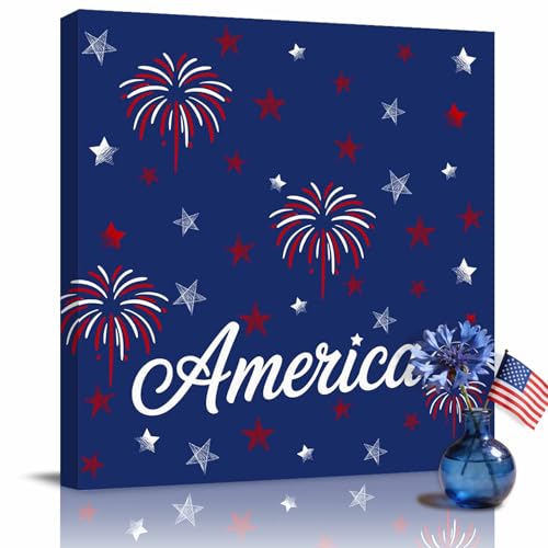 4th of July Framed Canvas Wall Art for Living Room