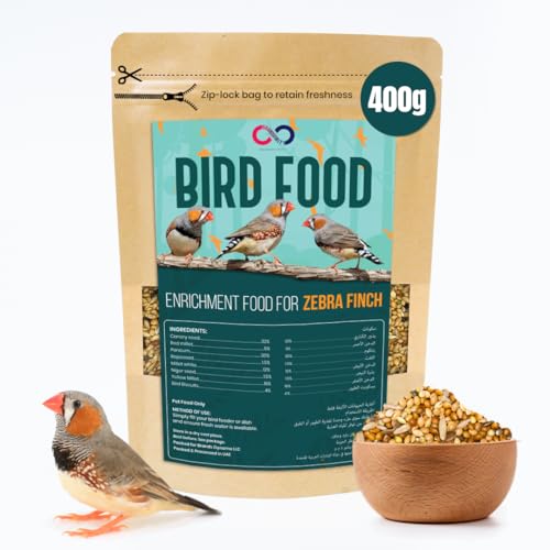 Brandsfinity 400g Premium Bird Feed for Zebra Finch - Bird Food with Canary Seeds Millets Niger Seeds & Bird Biscuits