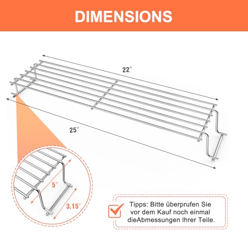 Uniflasy 63,5cm 7641 Edelstahl Warmhalterost für Weber Spirit 300 Grills Serie, Spirit E310 E320 E330 S310 S320 S330 SP320, Spirit 700, Weber 900 Gasgrill, Edelstahl Warmhalterost, 1 Packung