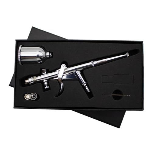 Image of Uouteo Airbrush Trigger Gun, Air Brush Gun with 0.5mm Fan Spray Cap /Needles /Nozzles, 15 CC Cup for Painting Model Nails Cake Makeup