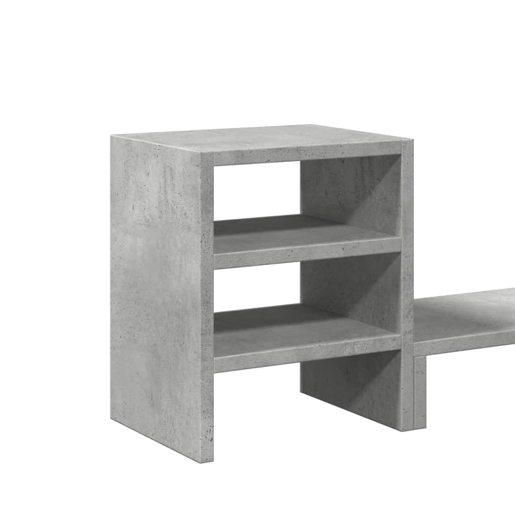 Supporto per monitor con organizer da scrivania, in legno grigio cemento, 80 x 20 x 30 cm, portata 35 kg, supporto ergonomico per PC, per ufficio, casa, gaming, ripiano salvaspazio