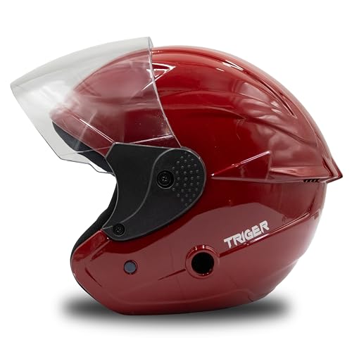 Image of Cortex TRIGER Half Face Helmet Glossy Finish with Scratch Resistant Polycarbonate Visor, Hard ABS Shell Helmet for Men and Women | Clear Visor, Lightweight