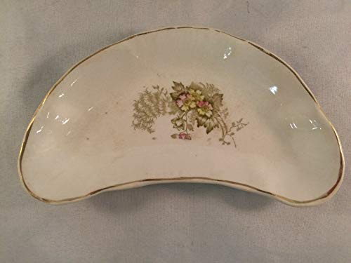 Piccolo piatto floreale in porcellana a forma di mezzaluna, 15,2 x 7,6 cm