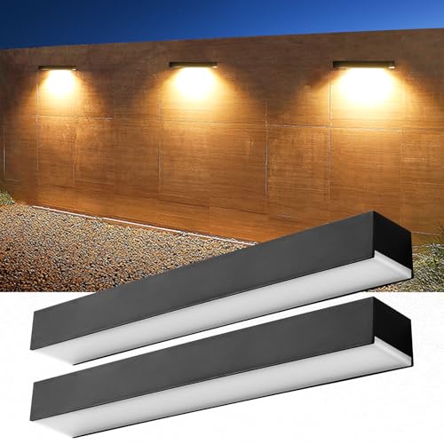 LUHLEE Solar Wall Lights - Modern Outdoor Solar Wall Lamps, Bright LED Wall Sconce for House, Yard, Deck, Garage, Front Porch