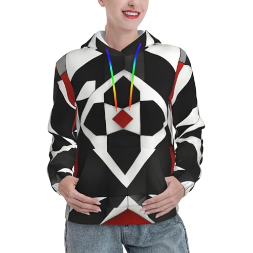 Sweat à capuche motif géométrique abstrait avec grande poche femme