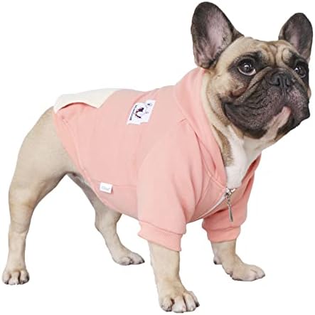 iChoue 2pcs Frenchie Pug Zipper Hoodies Clothes Dark Purple Peach - Large — view 3