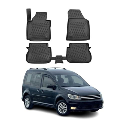 Alfombrillas TPE VW Caddy protegen contra barro y agua kit de goma impermeable negro OMAC