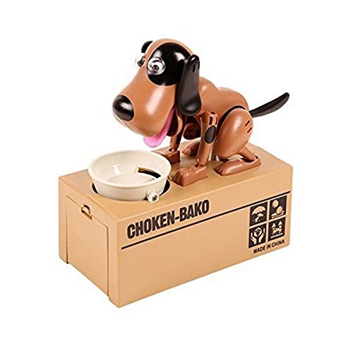 Sizet Mechanical Save Adorable Robotic Hungry Dog Saving Bank Coin Gift Box Collection Piggy Bank