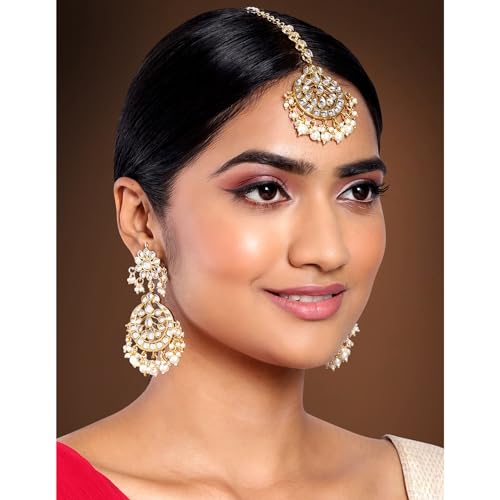 Image of Peora Kundan Faux Pearl Traditional Jewellery Set Gift for Women