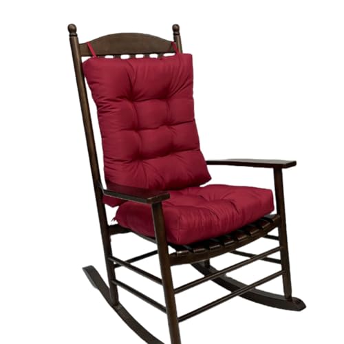 Pasrdqoyp Rocking Chair Cushion Pad 2 Pieces Indoor/Outdoor Rocking Soft Thickened Patio Chaise Lounger Cushion Overstuffed Patio Chair Cushion (Wine Red)