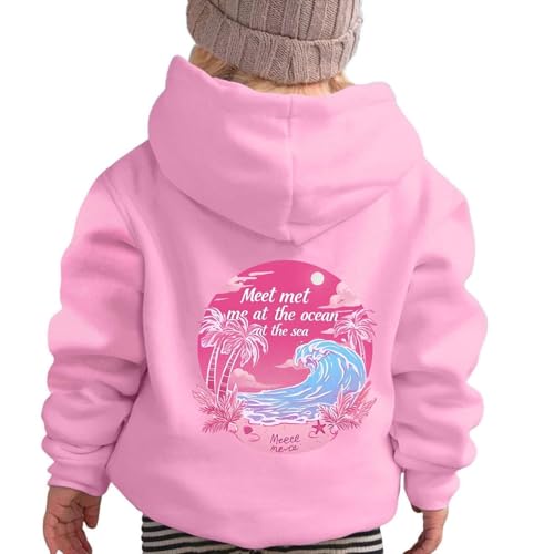 Girls Sweatshirt Size 6-7 Oversized Fleece Long Sleeve Yellow Hoodie Boys With Pocket 2025 Floral Print Fall Cropped Hoodie Pink 9-10 Years First Day Of School Outfits For Teen Girls