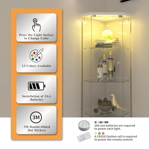 Image of Beauty4U Corner Glass Display Cabinet with LED 4-Shelf Curio Cabinet White