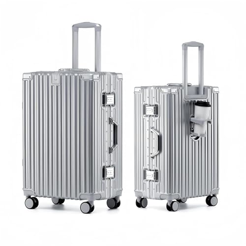 yuweijie Alu-Rahmen Handgepäck Koffer mit 4 Rollen · Hartschalen in 100% PC mit Getränkehalter · Reisekoffer TSA Schloss...