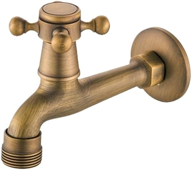 Antique Bronze Brass Bibcock Faucet - Multi-Use Wall-Mounted Water Tap for Washing Machine, Garden & Bathroom Mop Sink(F)