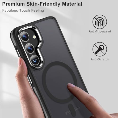 Image of MALEWOLF Case for Samsung Galaxy S25 Plus /S25+ Compatible with Magsafe, [Non-Slip TPU Edge]&[Camera Frame Protection] for S25 Plus Phone Case, Slim Translucent Matte Galaxy S25+ Cover (Black /Grey)