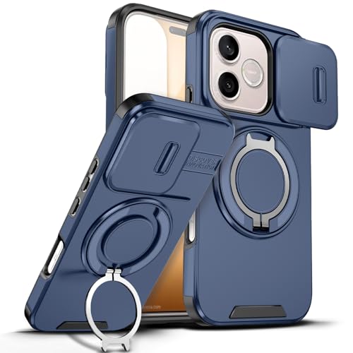 Anlalish Compatible with Honor 600 Lite Case with Stand, Heavy Duty Shockproof Phone Case for Honor 600 Lite with Camera Cover (Blue)