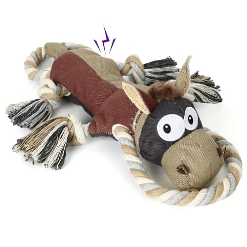 Iokheira Jouet pour Chien Indestructible Noël - Mâcher Peluche Interactive Résistante avec Corde, Idéal pour Occupation de Taille Petits Moyenne Gros Jouets Chiens Cadeau Dog Toys (Brun)