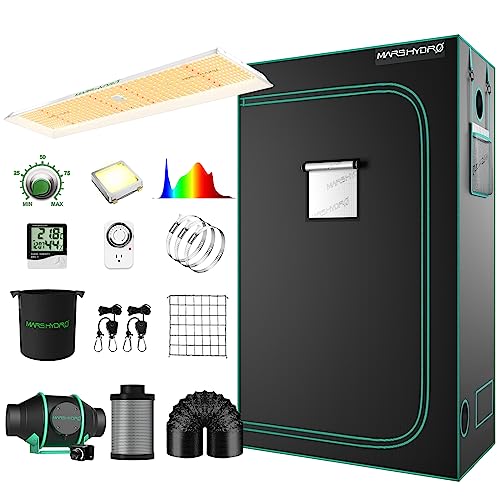 2023 New Mars Hydro 2X4 Grow Tent Complete System For New Grower 300W Tsl2000 684Pcs Leds Dimmable Light, 24"X48"X70" Hydroponic Grow Tent 1680D Canvas With 4” Ventilation Kit #TOP29