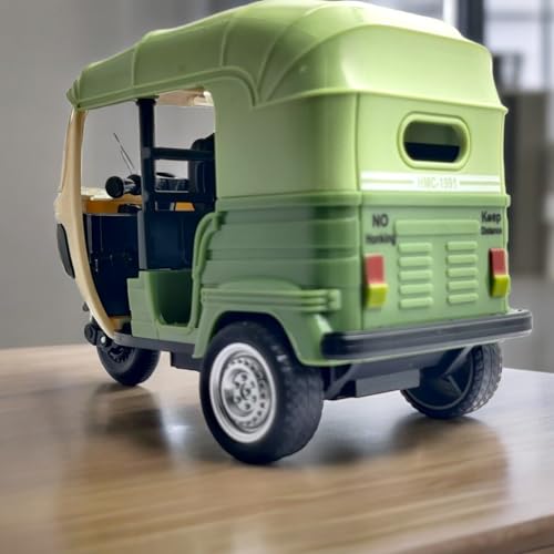 Image of PLUSPOINT Auto Rickshaw Toy,with Pull Back Action City Traffic Vehicles Public Transport Toy with Light and Sound for Aged 3 4 5 6 Boys and Girls,Kids Party Favors Gifts (Jolly Auto), Multicolor