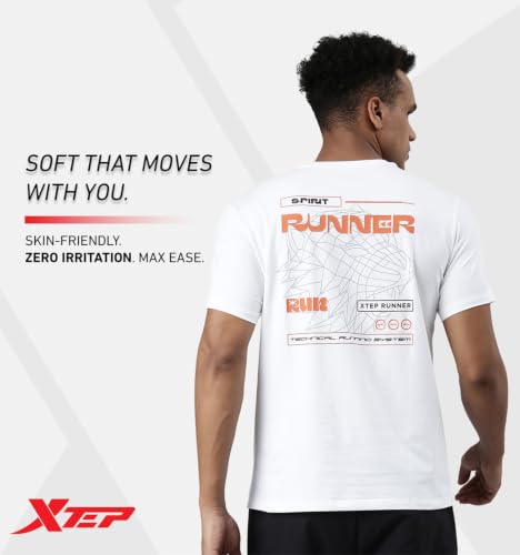 Image of XTEP Cool Technology (Superior Heat Dissipation Technology), Cool Family (Innovative Silky Material), Skin Friendly, Elastic Running T-Shirt for Men (Black)