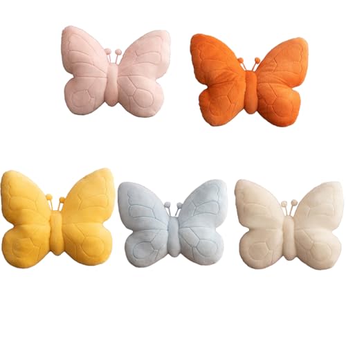 Coussin décoratif papillon 3D bleu doux pour la peau