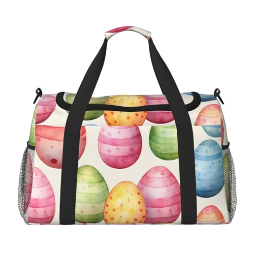 Easter Eggs Duffle Bag for Travel Colorful Sports Gym Tote Carry On Bag Large Shoulder Weekend Overnight for Workout