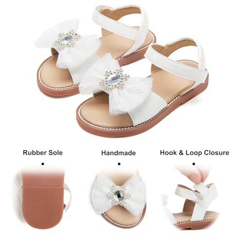 Image of Felix & Flora Toddler Girl Sandals - Little Girl Easter Dress Shoes Lightweight Open Toe Beach Holiday Flats