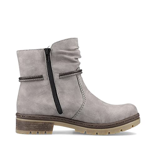Rieker Damen Ankle Boots Y7463, Frauen Stiefeletten,uebergangsschuhe,uebergangsstiefel,flach,Stiefel,Bootee,Booties,grau (40),38 EU / 5 UK