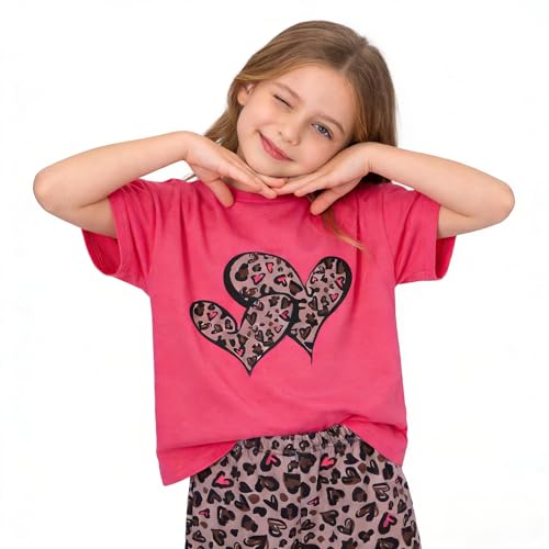 Image of Axumity Kid Toddler Girl Clothes Summer Ruffle Sleeve Figure Graphic Shirt + Shorts Summer Outfits Set