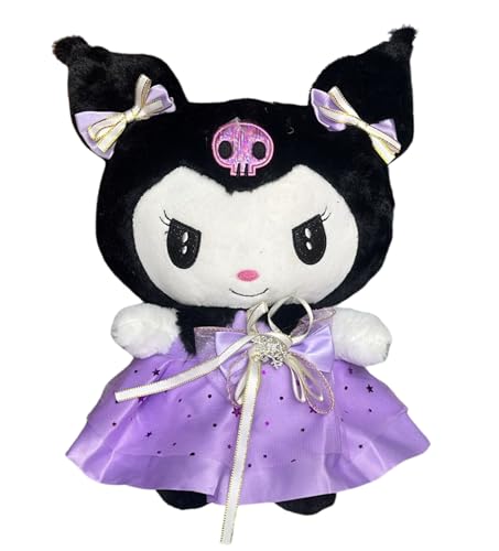 Image of Tickles Cute Anime Doll Soft Stuffed Plush Cartoon Character Toy for Kids Boys & Girls Birthday Gift (Color: Purple & Black Size: 25 cm)