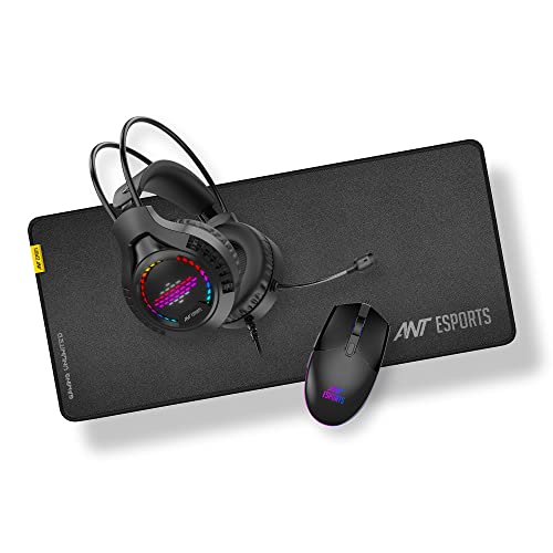 Image of Ant Esports Champions Bundle X - 3 in 1, Gaming RGB Mouse + Headset + Mouse Pad - Black