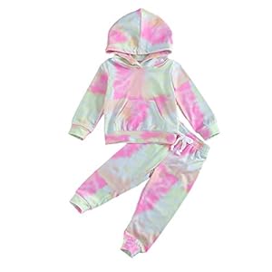 Kids Toddler Baby Girl Tie Dye Tracksuit Outfit Crewneck Top and Pants 2Pcs Clothes Set Sweatsuits Jogging Suits