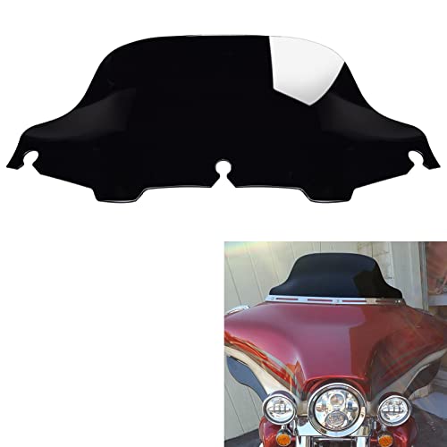 Amazicha Black 8  Wave Windshield Windscreen Compatible for 1996-2013 Harley Davidson Touring Street Glide Electra Glide Tri Glide FLHT FLHX FLHTK FLHTC FLHTCU