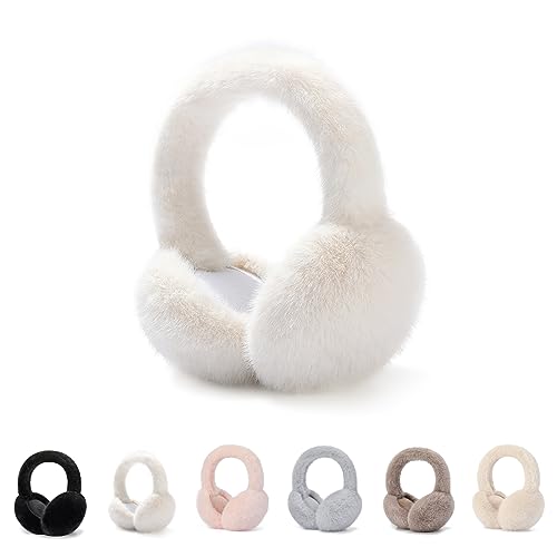 GLAITC Ear Muffs for Women,Winter Ear Warmers,Women Earmuffs Faux Fur for Winter Adjustable Ear Muffs for Cold Weather,Winter Gift for Women Men Girls (White)