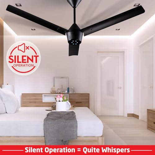 Image of LUKER JVLuker USA Radial 1200mm BLDC Ceiling Fans with Remote, BEE 5 star Rated Energy Efficient Ceiling Fan for Living Room, High Air Delivery, Black-Black-Black, 3 Yrs Warranty