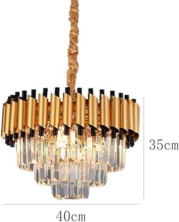 Image of Modern Crystal 400mm Chandelier Gold and Black Pendant Ceiling Light Fixture for Dining Room, Living Room, Bedroom, Foyer, Hallway, Entryway